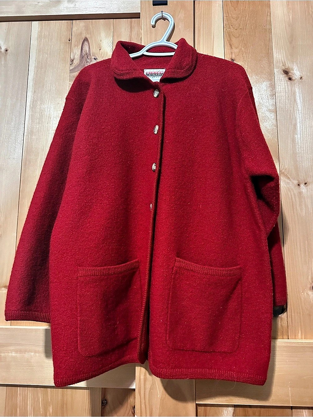 Mister Leonard Seperate Red 100% Wool Cardigan Size large